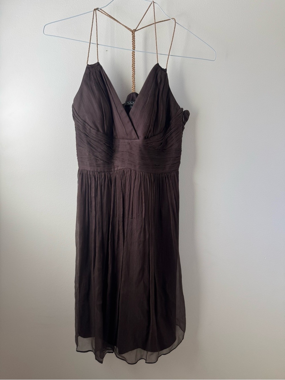 Laundry By Shelli Segal Chocolate Brown Spaghetti Strap Midi Dress